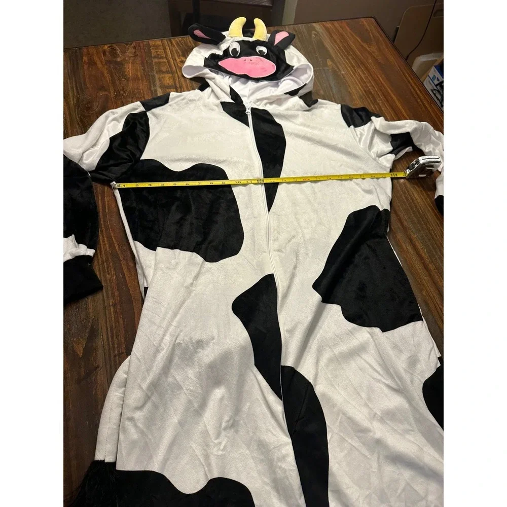 Spirit Cow Costume Jumpsuit‎ with Hood and Tail Halloween Cosplay Adult  S/M